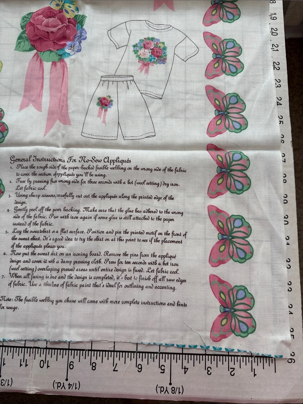 Vintage V.I.P. Cranston Butterflies ’n Blooms Appliqués Fabric Panel Floral